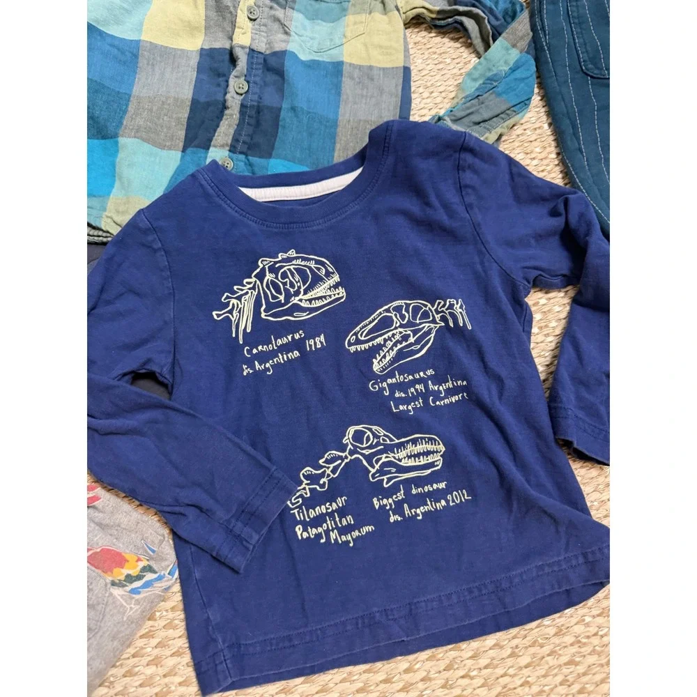 Tea Collection Boys 7 Piece Lot Size 3T Dinosaur Crocodile Plaid Joggers Shirts